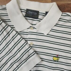 Masters Collection Two Ply Mercerized Polo Shirt White/Green Size Large Euc
